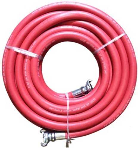 JGB Enterprises - 001-0121-0050I-Red Eagle Hosee Red Jackhammer Rubber Air Hose, 3/4" Universal (Chicago) Couplings, 50' Length
