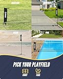 Patiassy 5.1ft-7.4ft Adjustable Height Volleyball Badminton Pickleball Net Set 17ft Sports Net with Poles, 4 Badminton Rackets, 3 Shuttlecocks, 4 Pickleball Paddles and Volleyball (Black)