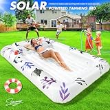 DeeprBetter Inflatable Tanning Pool Lounger Float for Adults,80" x 54" Solar Inflatable Suntan Tub Sunbathing Pool Lounger Raft Floatie with Lights,Personal Blow Up Tanning Pool Bed for Backyard Party