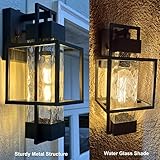 PARTPHONER Modern Outdoor Light Fixtures Dusk to Dawn Outdoor Lighting 2 Pack, 15" Exterior Wall Sconce Waterproof Porch Light, Outside Light for House with Water Glass for Garage Doorway