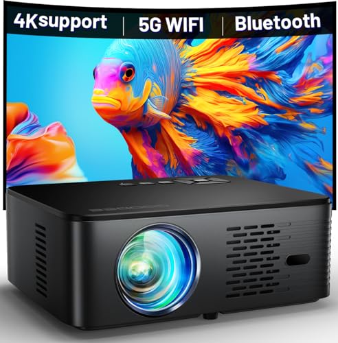 GooDee Outdoor Projector with Wifi and Bluetooth, 4K Supported Projector Android TV with Auto Focus & Full-Sealed Optical Engine for Movie, Netflix/Prime Video Built-in, 8000+ Apps