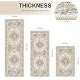 Yamaziot Boho Washable Kitchen Rugs Sets of 3, Non Slip Kitchen Mats for Floor with Rubber Backing, Waterproof & Stain Resistant Carpet Runner Throw Rug for Kitchen, Laundry Room, Hallway, Beige Grey