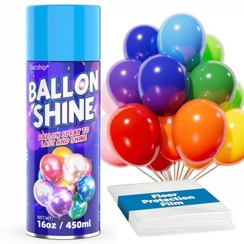 16 oz Instant Glossy Balloon Shine Spray (within 1 Second), 7-Day Long-Lasting Latex Balloon Spray Shine, High Glitter Aerosol for Outdoor Décor, Birthday, Party, Wedding, Garland Arch Kit, by Qucship