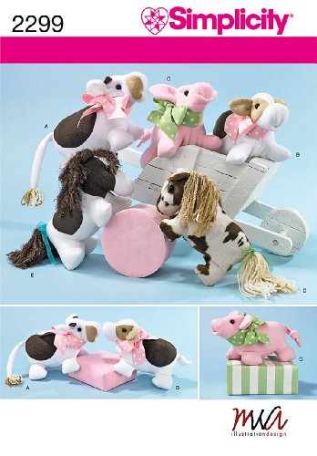 Simplicity Sewing Pattern 2299 Stuffed Animals, One Size