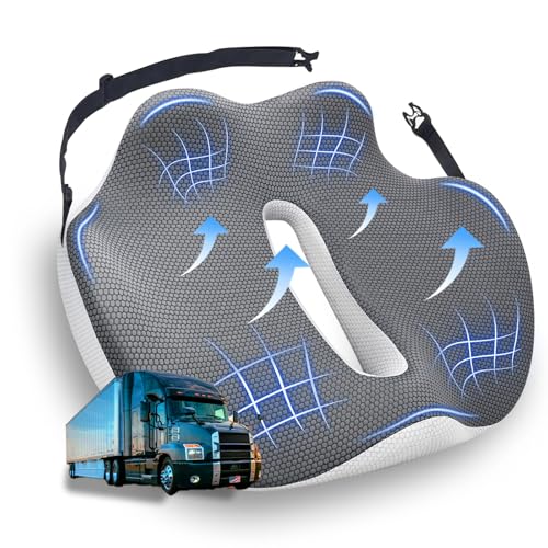 japiroc X-Large Seat Cushion for Truck Driver, Upgraded Cushion for Back Support and Pain Relief, Memory Foam with Non-Slip Washable Cover, Relieves Long-Term Truck Sitting and Pain