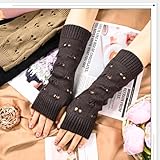 MAKCNMYM 3 Pairs Y2K Arm Warmers Fairy Grunge Gloves Women Teens Harajuku Accessories Long Fingerless Gloves Goth Punk Aesthetic Hip Hop Style Knitted Sleeve Ripped Crochet Glove - Black/Grey/Brown