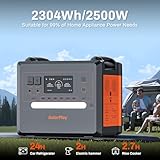 SolarPlay Portable Power Station 2500W, 2304Wh Solar Generator with Foldable Cart 1.5Hrs Fast Charging LFP Battery,4 AC Outlets(Peak 4800W) Emergency Backup for Home Camping Outdoor Battery