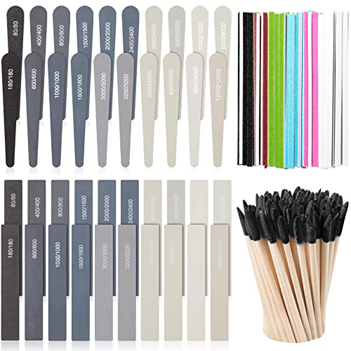 Maxdot 120 Pcs Sanding Sticks Include 30 Sanding Twigs 40 Polishing Sticks and 50 Matchsticks, Tools for Tight Spaces Modeling Tools for Plastic Models Wood Hobby Craft Art
