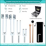 4Pcs Tuning Fork Medical Sound Healing Set(128Hz, OM 136.1Hz, MI 528Hz, 4096Hz), Tuning Fork Chakra Solfeggio Meditation Biofield Heart Aluminum Weighted Otto Body Tuner Angel Activator Hammer Mallet