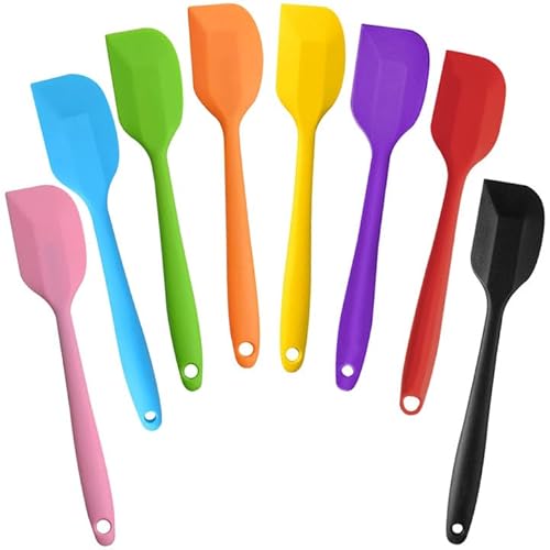 8 Pieces Silicone Spatulas, 11 inch Heat-Resistant Non-stick Spatulas with Stainless Steel Core for Cake Cream Cooking Gadget by COLOGO (11 inch)