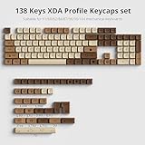 Owpkeenthy Retro XDA Keycaps, PBT 138 Keys Brown Keycap Set for Cherry MX Covers Fullsize 60% 65% 75% Keyboard （XDA Coffee Cat）