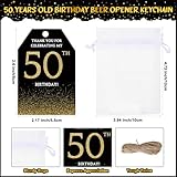 Tioncy 50 Sets 50th Birthday Party Favors for Guests Beer Bottle Opener Keychains Thank You Cards Organza Bags Rope Bulk Birthday Souvenirs Gift for Adult Birthday Anniversary Weeding Party Favors