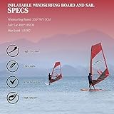 Inflatable SUP Windsurf Paddle Board Windsurfer Inflatable Windsurf Sail with Sail （5m² 400 * 185cm A Set of Inflatable Windsurfing Board and Sail - Red Color