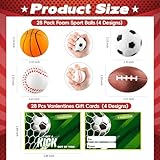 Garma 28 Pack Valentines Gift Cards with Mini Foam Sport Balls Bulk Toys for Kids Classroom Exchange Prizes and Goodie Bags Stuffers, Valentines Stress Relief Party Favor Toys