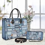 Personalized Leather Handbag for Women – Matching Purse and Wallet Set – Custom Name Church Bags, Christian Gifts, Christmas Gifts for Woman, Mother’s Day Gift