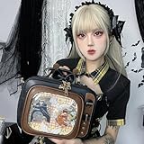 fancybag Women TV Shape Ita Bag Retro Television Shoulder Bag Design Ita Backpack with Inserts Unique female Clear Windows Anime Display Crossbody Bag for Enamel Pins Display