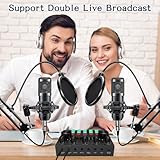 Podcast Equipment Bundle For 2, ALPOWL Audio Interface with Cardioid Designer BM800 Mic for Gamer and All-In-One DJ Mixer, perfect for Live Streaming, Singing, YouTube, Gaming