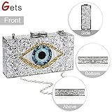 Acrylic Purses and Handbags for Women Eyes Multicolor Perspex Box Clutch Elegant Banquet Evening Handbags Crossbody Bag (Silver)