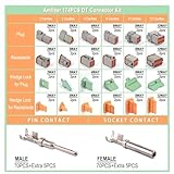 Amliber 174Pcs 12 Kits DT Series DT Connector Kit 2 3 4 6 8 12 Pin Connectors with Size 16 Stamped Contacts for Deutsch Connector, IP68 Waterproof Automotive Electrical Connectors Plug