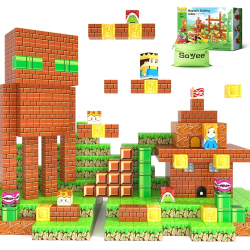 108PCS Magnetic Blocks Building Toys - Build Mine Magnet World Game Adventure Set 1'' Magnet Building Blocks Cubes Boys Girls Toys Ages 3-5 4-6 5-7 6-8 Kids Gifts for 3-12 Years Old