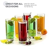 Paksh Novelty Italian Highball Glasses [Set of 6] Clear Heavy Base Tall Bar Glass - Drinking Glasses for Water, Juice, Beer, Wine, Whiskey, and Cocktails | 13-Ounce Cups