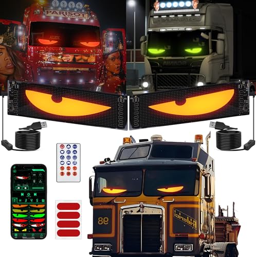 2PCS Devil Eyes Light for Cars,led Eyes for car, 23.6inx4.73in,Devil Eyes Light for Windshield,Devil Eyes Light for Truck, DIY Dynamic LED Big Eye Lights for Windshield with APP Control