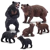 Toymany 14PCS Forest Animals Toy Figurines - Wolf and Bear Figures with Their Cub, Birthday Gift Christmas Toy for Kids Toddler