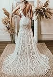 Ever Girl Women's Beach Wedding Dresses for Bride 2022 Vintage Lace Bohemian Bridal Gown Color US14