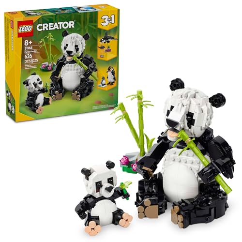 LEGO Creator 3 in 1 Wild Animals Panda Family - Building Toy with 3 Building Options, Panda, Penguin, or Orca - Animal Figures for Kids, Girls and Boys, Ages 8+ - Gift Idea for Birthdays - 31165