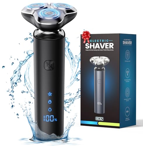 Electric Razor for Men, Men's Electric Shaver, 3-Blade Rotary Shaving System, Waterproof Wet Dry Cordless Razor, Touch Switch, Type-C Fast Charging, Digital Display, Travel Lock, 60+ Minutes Run Time