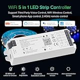 BTF-LIGHTING 5in1 WB5 2.4GHz Tuya WiFi PWM LED Controller Compatible with Alexa/Google Home/Smart Life/Tuya Smart APP Control for Dimming CCT RGB RGBW RGBCCT LED Strip Work with WR01RF WR02RF etc