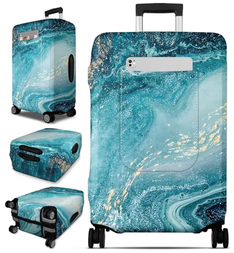 Slohif Luggage Cover for Suitcase Tsa Approved Protector - Carry on Luggage Sleeve Large Suit Case Cover Travel Stretch Luggage Case Protective Washable Fit 22 Inch Sea Wave S