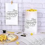 Whaline 100Pcs Graduation Party Favors Popcorn Bags Treat Goodie Bags Thank You for Poppin By to Celebrate Grease Resistant Disposable Paper Bags for Graduation Party Birthday Supplies