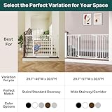 Cumbor 29.7-46" Baby Gate for Stairs, Toddler Safety Essentials for The House, Auto Close Dog Gate for Doorways, Mom's Choice Awards Winner-Easy Install Pressure Mounted Pet Gates for Dogs, White