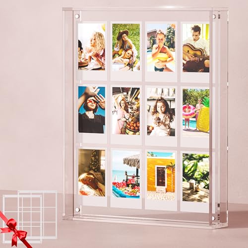 WINKINE Instax Frame for Fujifilm Mini/Wide/Square Films, 2x3 Mini Picture Wall Frame 9.9" x 12.5", Polaroid Collage Photo Frame, Acrylic Tabletop Floating Pressed Flower Art Display