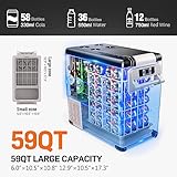 EUHOMY 12 Volt Refrigerator, 59QT(55L) Electric Cooler, 12V Fridge APP Control, 12V Cooler -4℉~68℉, Portable Freezer 12/24V DC 110-240V AC for Camping, Travel, Truck, Home