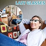 Clip on Lazy Glasses,Laying down reading glasses,Adjustable Look Down Glasses for Nearsighted People,Rotatable 90 Degrees Prism Glasses for Crocheting Knitting Watching Reading in Bed Sofa Chair