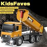 KidsFaves Remote Control Dump Truck Toy 15 LBS Load Capacity 1/14 Scale RC Truck Heavy Duty Metal Construction Vehicles RC Dump Truck Toy with Powerful Engines,Birthday Gifts Ideas for Kids