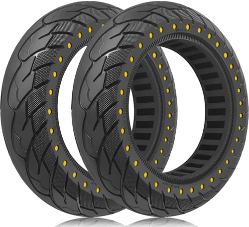 GYL 10 Inch Solid Tire: 60/70-6.5 Scooter Tires Replacement for Ninebot Max, 10x2.50-6.5 Tubeless Tyre for Segway Ninebot Max G30 G30P G30LP Hover 1 Alpha Electric Scooter Rubber Wheel Yellow 2pcs