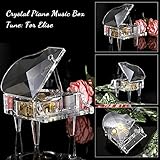 ELLDOO Crystal Music Box, Mechanical Clockwork Decorative Piano Musical Box,Transparent Piano Ornament Romantic Gift for Girl Women (Tune: for Elise)