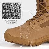 FREE SOLDIER Men's Tactical Boots 8 Inches Lightweight Combat Boots Durable Suede Leather Military Work Boots Desert Boots(Brown-waterproof,10)