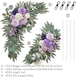 Olalaka Faux Flower Swag Set of 2 for Wedding Welcome Signs Floral Decorations, Purple Wedding Arch Flowers for Wedding Ceremony (Lilac & Purple & Cream)