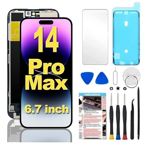 Fixerman for iPhone 14 Pro Max Screen Replacement 6.7 inch FHD LCD,3D Touch LCD Display Digitizer Assembly with Repair Tools,Model A2894, A2651, A2893, A2896, A2895