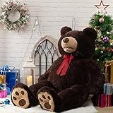 HollyHOME 5 ft Giant Teddy Bear Huge Teddy Bear with Embroidered Paw Big Plush Toy Gift for Girlfriend Kids 60 inches Chocolate Brown