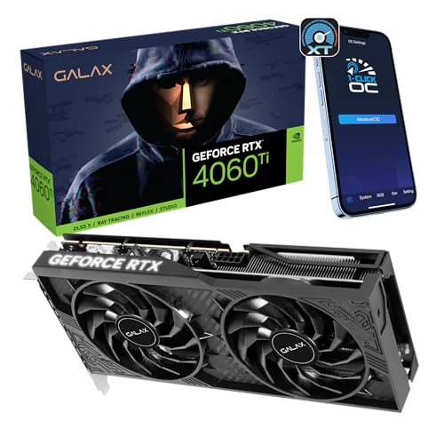 GALAX GeForce RTX™ 4060 Ti 1-Click OC, Xtreme Tuner App Control, 8GB, GDDR6, 128-bit, DP*3/HDMI 2.1/DLSS 3/Gaming Graphics Card (Renewed)