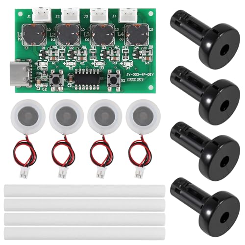 DWEII 2SETS Type-C USB Mini Humidifier DIY Kits Mist Maker Driver Circuit Board 4 Way Fogger Atomization Film Atomizer Sheet Oscillating