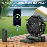 FRIZCOL 3-in-1 Camping Fan - Portable Fan Rechargeable - 24000mAh 9-Inch Battery Powered Fan(140Hrs) - USB Fan with Light & Remote for Indoor, Outdoor, Tent, Travel, BBQ, Fishing, Jobsite - Green