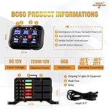 Auxbeam 6 Gang Switch Panel BC60, Universal Circuit Control Relay System Box with Automatic Dimmable On-Off LED Switch Pod Touch Switch Box for Car Pickup Truck UTV ATV Boat, 2 Years Warranty, Blue