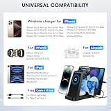 Wireless Charger for iPhone - 5 in 1 Charging Station for Multiple Devices Apple: Fast Wireless Charging Stand Dock for iPhone 16 15 14 13 12 Pro Max Apple Watch Airpods