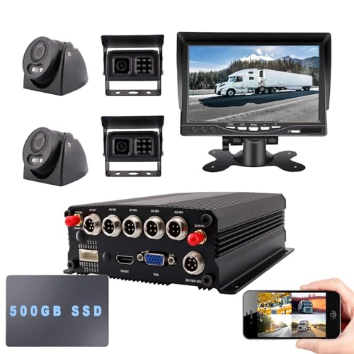 JOINLGO 4-CH GPS WiFi 1080P Vehicle Bus CCTV DVR Video Recorder Kit Remote View on PC/Phone Waterproof IR Night Vision Camera for Truck Fleet Management (500GB SSD Included)